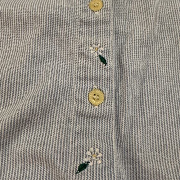 VTG Bill Blass Ladies Medium M Sleeveless Button Down Embroidered Garden Striped - Picture 6 of 9